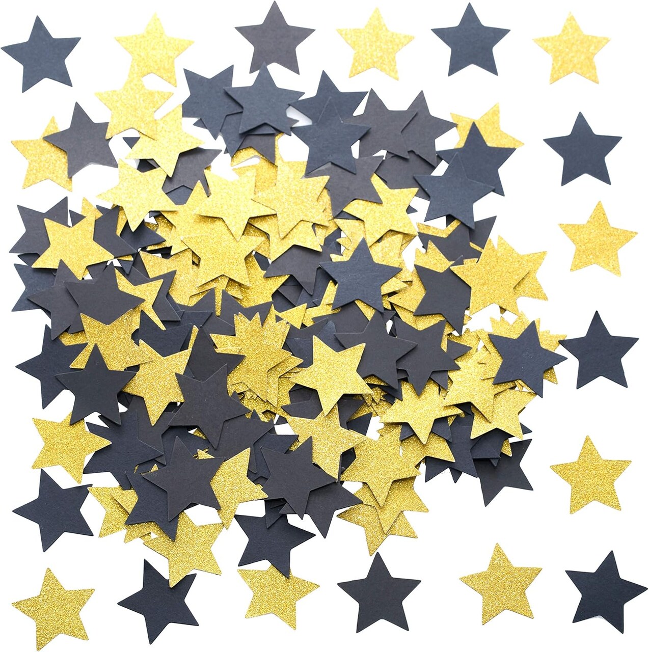 200PCS Black & Gold Glitter Star Confetti – Table Decor for Birthday & Wedding